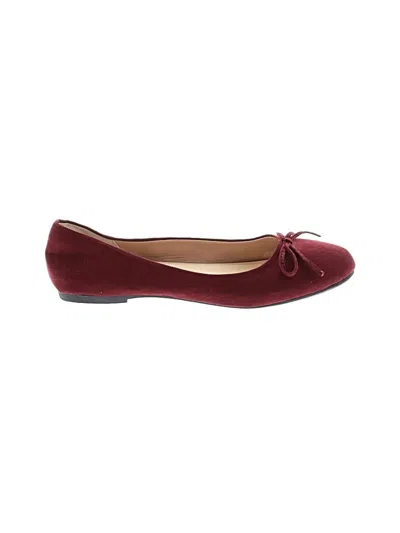 Pre-owned Assorted Brands Flats In Burgundy