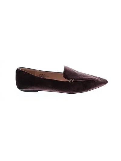 Pre-owned Assorted Brands Flats In Burgundy