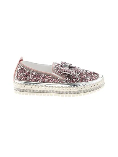 Pre-owned Assorted Brands Flats In Burgundy