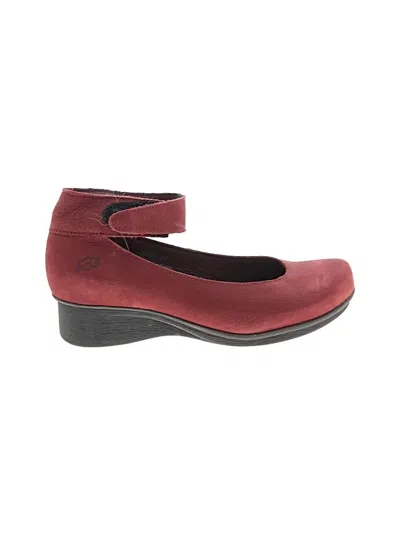 Pre-owned Assorted Brands Flats In Burgundy