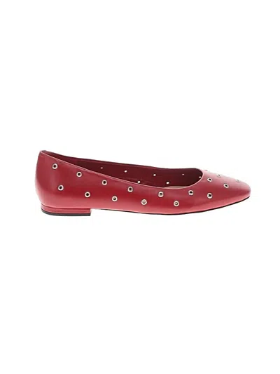 Pre-owned Assorted Brands Flats In Burgundy