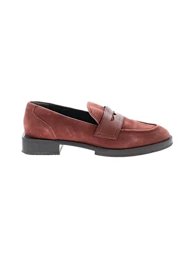 Pre-owned Assorted Brands Flats In Burgundy