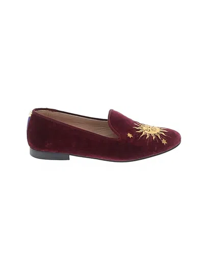 Pre-owned Assorted Brands Flats In Burgundy