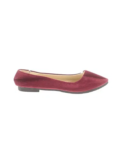 Pre-owned Assorted Brands Flats In Burgundy