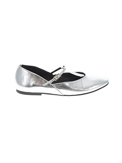 Pre-owned Assorted Brands Flats In Silver