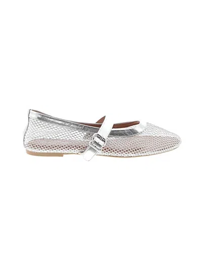 Pre-owned Assorted Brands Flats In Silver