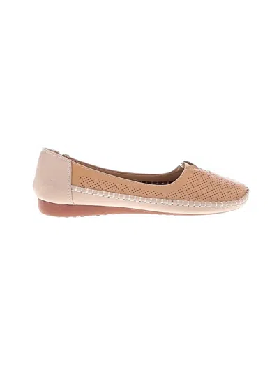 Pre-owned Assorted Brands Flats In Tan
