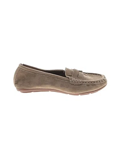 Pre-owned Assorted Brands Flats In Tan