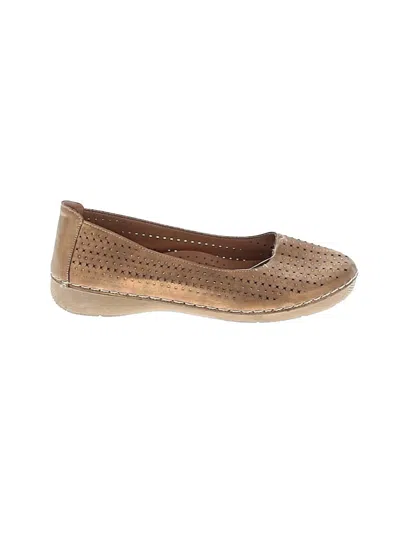 Pre-owned Assorted Brands Flats In Tan