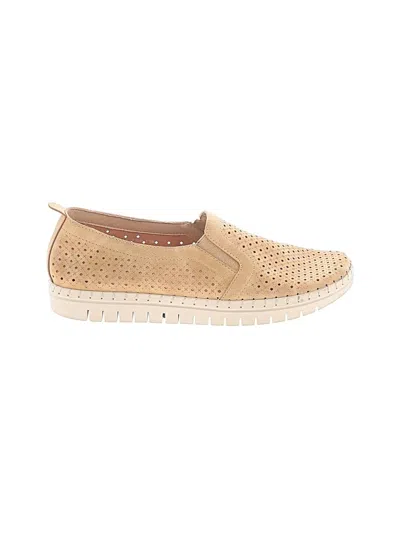 Pre-owned Assorted Brands Flats In Tan