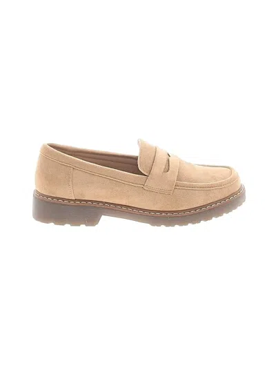Pre-owned Assorted Brands Flats In Tan