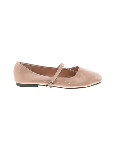 Pre-owned Assorted Brands Flats In Tan