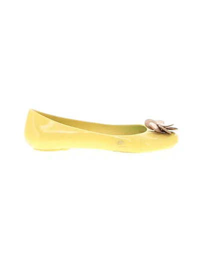 Pre-owned Assorted Brands Flats In Yellow