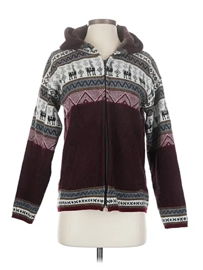 Pre-owned Assorted Brands Fleece Jacket In Burgundy