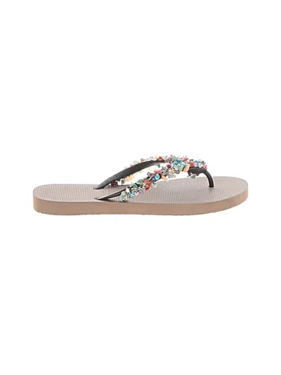 Pre-owned Assorted Brands Flip Flops In Brown