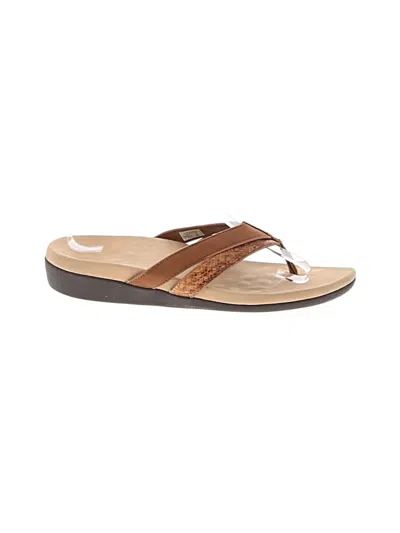 Pre-owned Assorted Brands Flip Flops In Tan