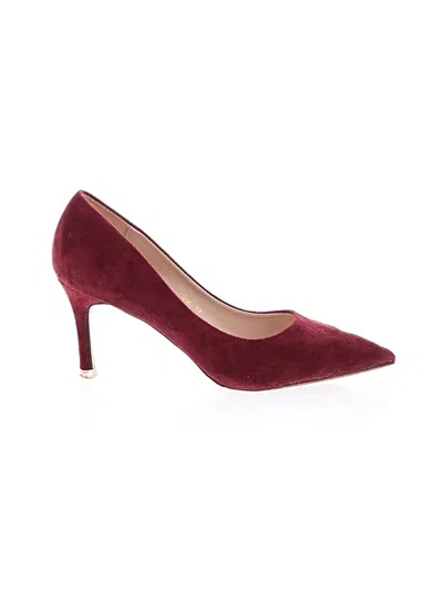 Pre-owned Assorted Brands Heels In Burgundy