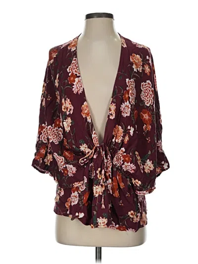 Pre-owned Assorted Brands Kimono In Burgundy