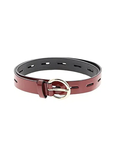 Pre-owned Assorted Brands Leather Belt In Burgundy
