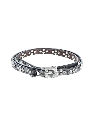 Pre-owned Assorted Brands Leather Belt In Silver
