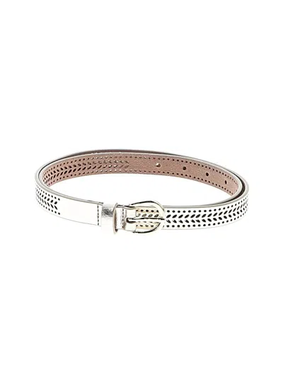 Pre-owned Assorted Brands Leather Belt In Silver
