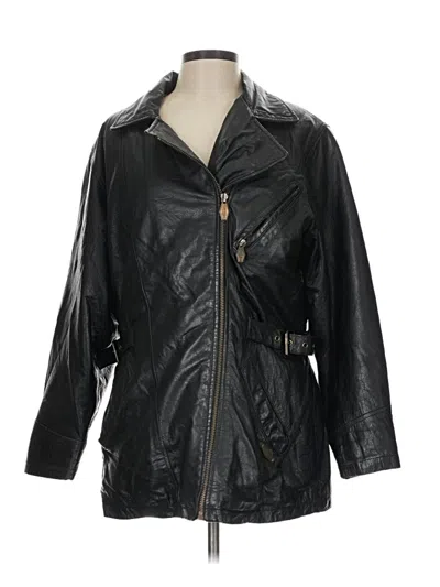 Pre-owned Assorted Brands Leather Jacket In Black