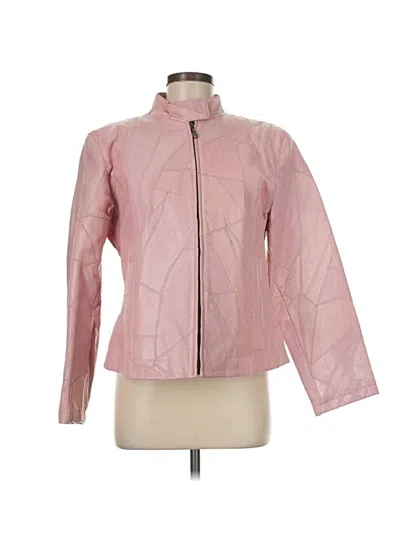 Pre-owned Assorted Brands Leather Jacket In Pink