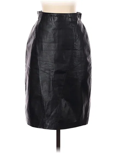 Pre-owned Assorted Brands Leather Skirt In Black