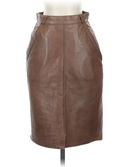 Pre-owned Assorted Brands Leather Skirt In Brown