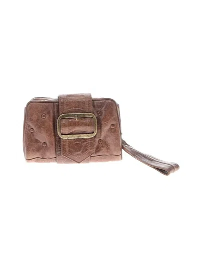 Pre-owned Assorted Brands Leather Wristlet In Brown