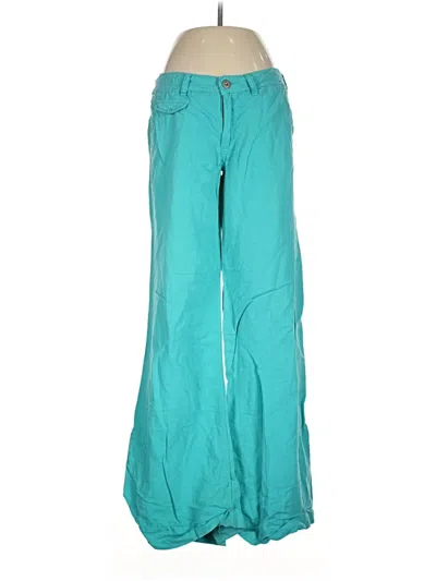 Pre-owned Assorted Brands Linen Pants In Teal