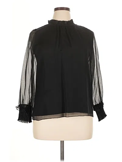 Pre-owned Assorted Brands Long Sleeve Blouse In Black