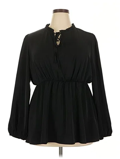 Pre-owned Assorted Brands Long Sleeve Blouse In Black