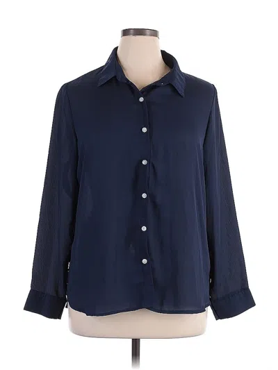 Pre-owned Assorted Brands Long Sleeve Blouse In Blue