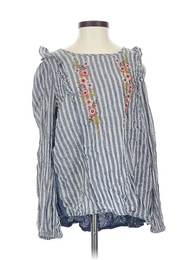 Pre-owned Assorted Brands Long Sleeve Blouse In Blue