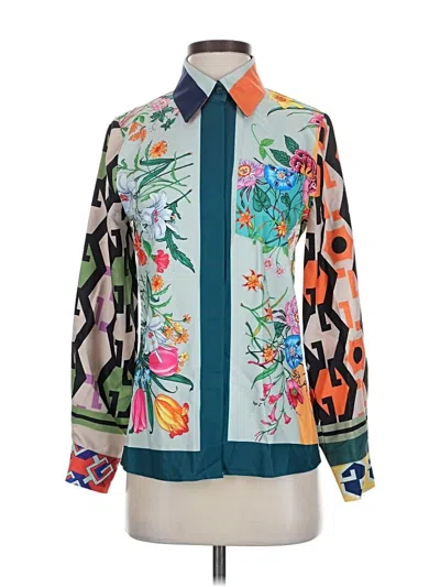 Pre-owned Assorted Brands Long Sleeve Blouse In Blue