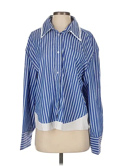Pre-owned Assorted Brands Long Sleeve Blouse In Blue