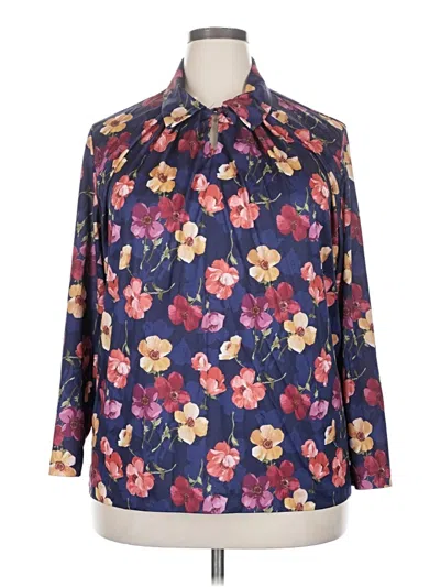 Pre-owned Assorted Brands Long Sleeve Blouse In Blue