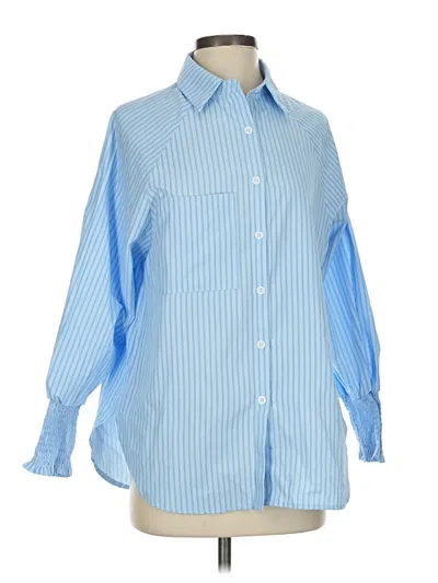 Pre-owned Assorted Brands Long Sleeve Blouse In Blue