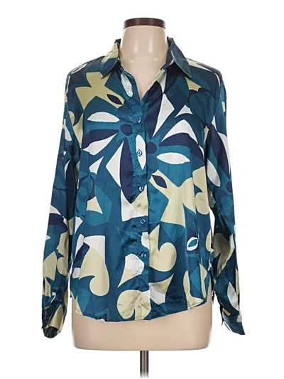 Pre-owned Assorted Brands Long Sleeve Blouse In Blue