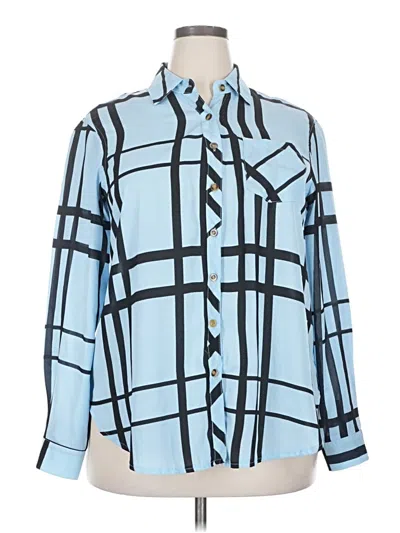 Pre-owned Assorted Brands Long Sleeve Blouse In Blue