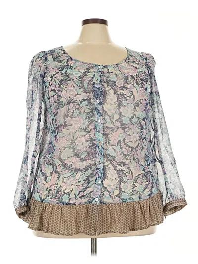 Pre-owned Assorted Brands Long Sleeve Blouse In Blue
