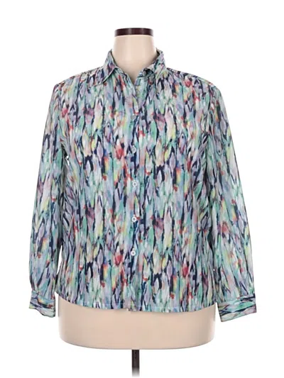 Pre-owned Assorted Brands Long Sleeve Blouse In Blue