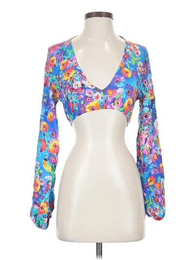 Pre-owned Assorted Brands Long Sleeve Blouse In Blue