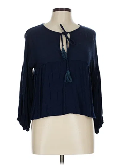 Pre-owned Assorted Brands Long Sleeve Blouse In Blue