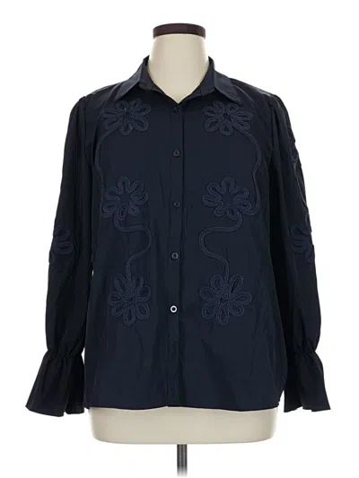 Pre-owned Assorted Brands Long Sleeve Blouse In Blue