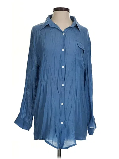 Pre-owned Assorted Brands Long Sleeve Blouse In Blue