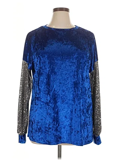 Pre-owned Assorted Brands Long Sleeve Blouse In Blue