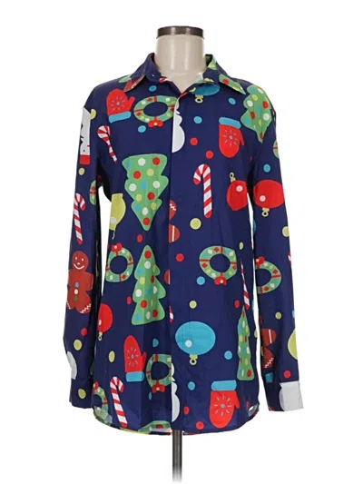 Pre-owned Assorted Brands Long Sleeve Blouse In Blue