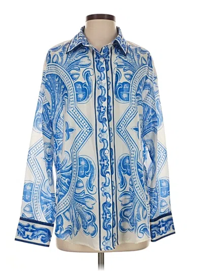 Pre-owned Assorted Brands Long Sleeve Blouse In Blue